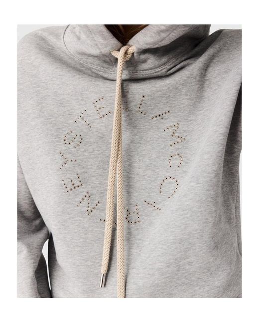Stella McCartney Gray Melange Logo-Embroidered Cropped Hoodie for men