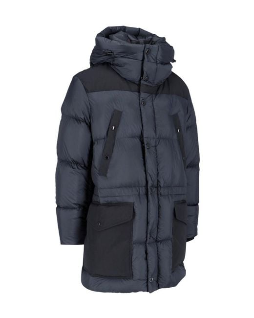 Burberry Blue High-Neck Hooded Coat for men