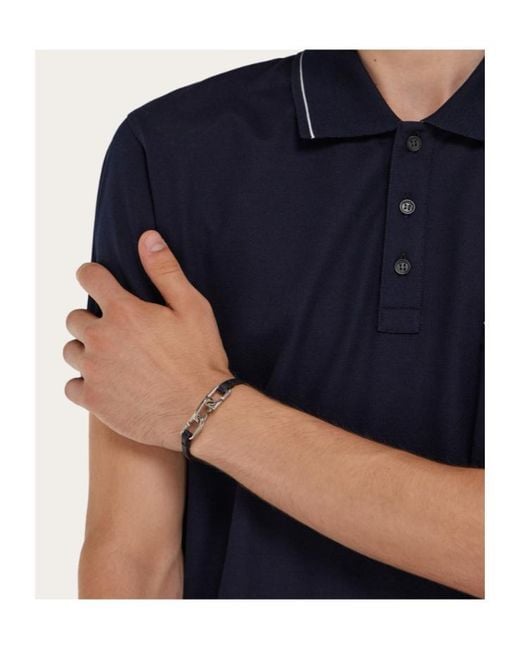 Ferragamo White Bicolor Gancini Bracelet for men