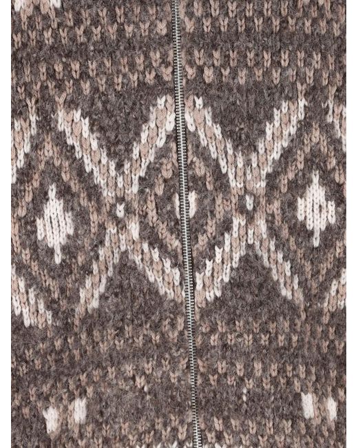 Brunello Cucinelli Brown Fairisle-Pattern Cardigan
