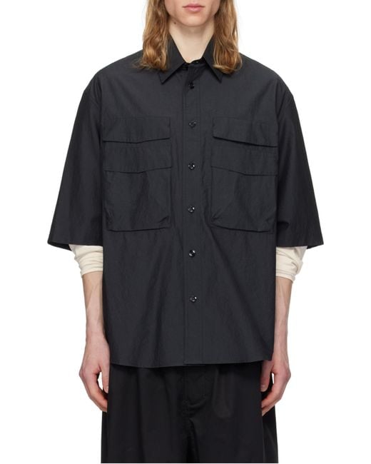 Lemaire Blue Button-Detailed Collared Shirt for men