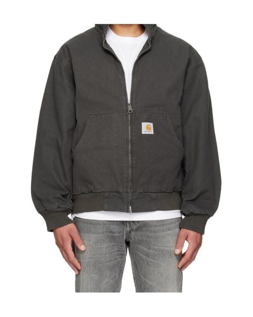 Carhartt Gray Ravon Logo-Patch Zip-Up Jacket for men