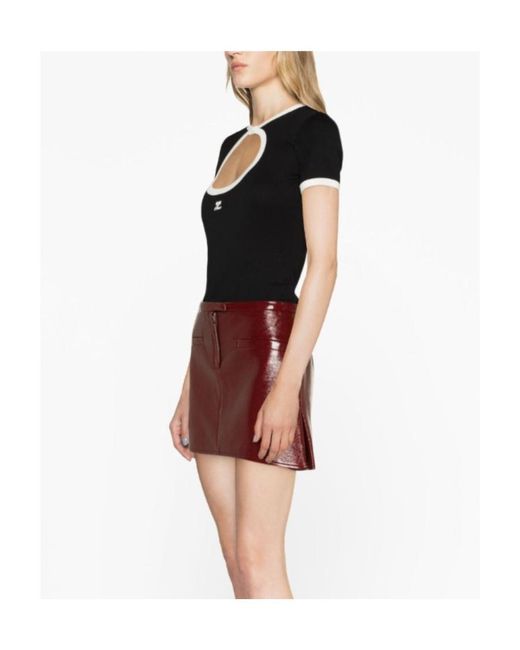 Courreges Black Short-Sleeved Hollow T-Shirt