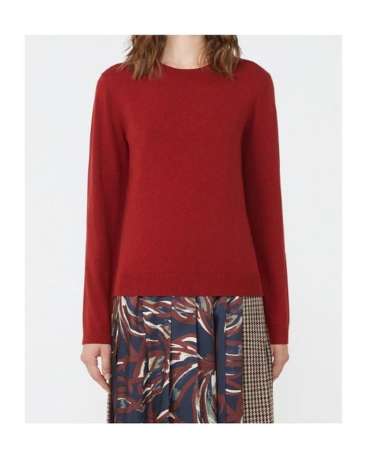 Weekend by Maxmara Red Silk And Wool Yarn Pullover