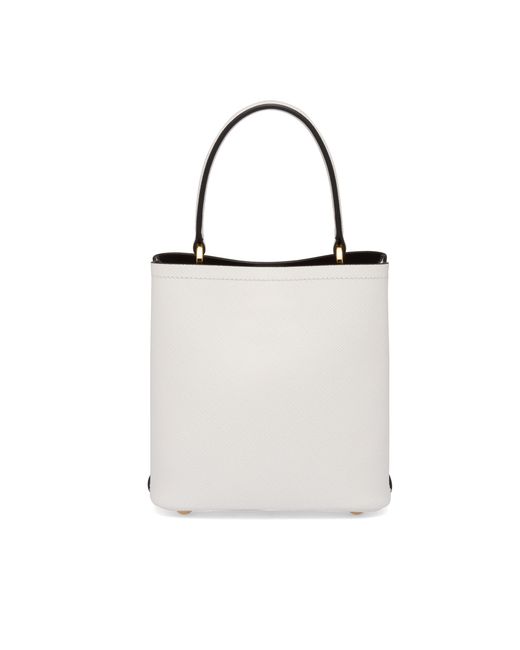 Prada White Small Saffiano Leather Panier Bag