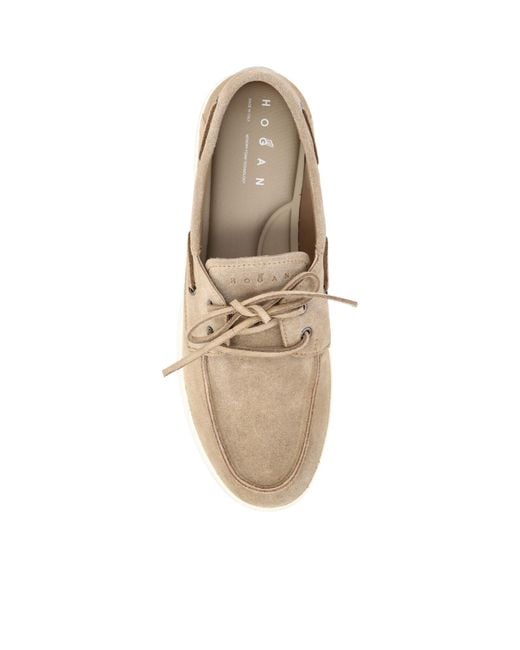 Hogan Natural Almond Toe Lace-Up Shoes for men