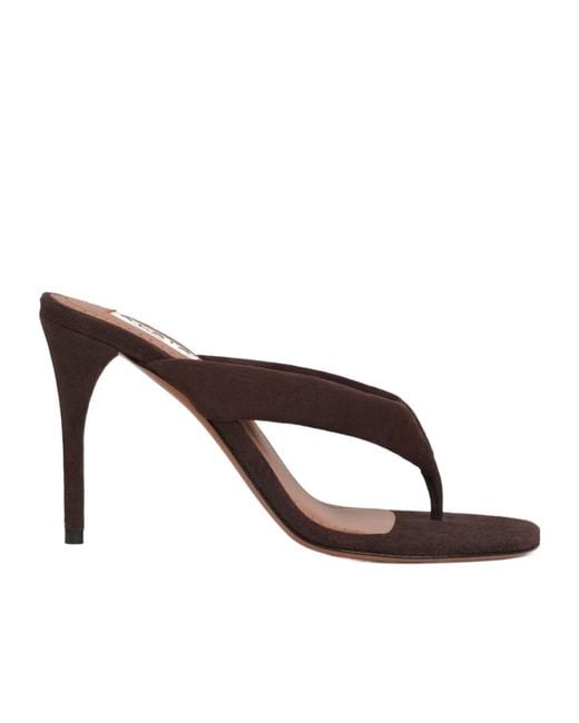 Alaïa Brown T-Bar Suede Mules