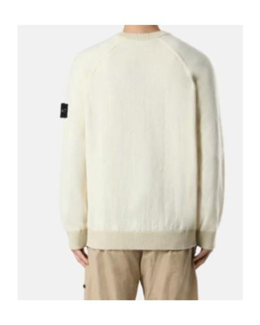 Stone Island White Logo Patch Crewneck Jumper for men