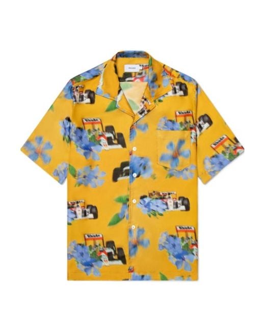 Rhude Yellow Loix Floral Printed Shirt for men