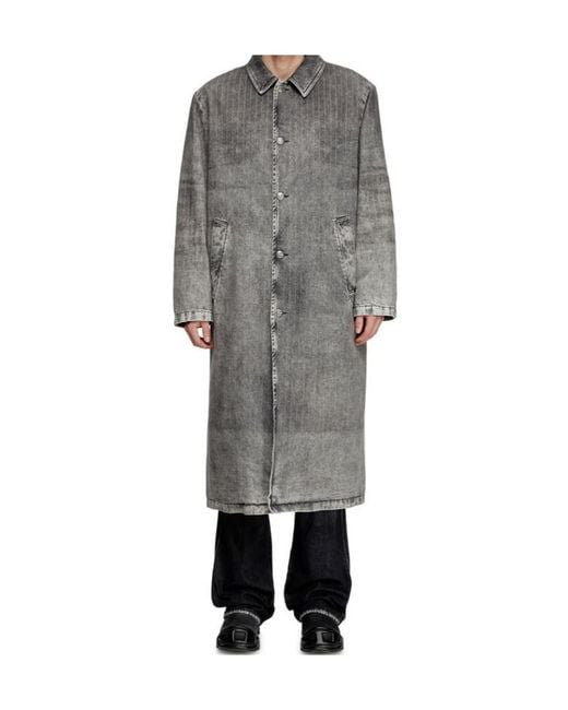 DIESEL Gray D-Jack-S1 Single-Breasted Coat for men