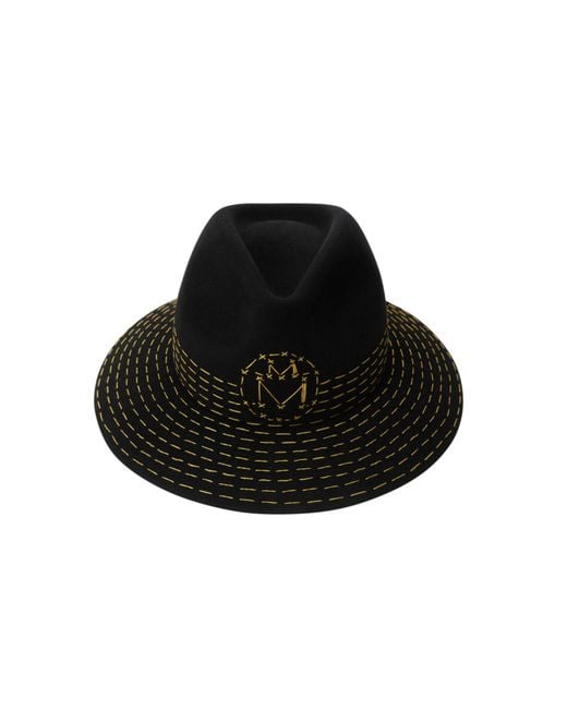 Maison Michel Black Logo Embroidered Hat