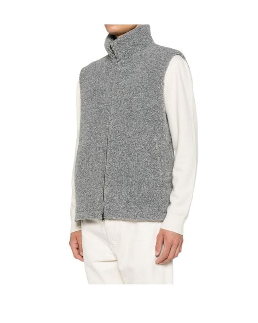 Herno Gray Faux-Fur High-Neck Gilet for men
