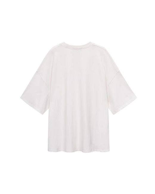 THREE QUARTERS White Logo T-Shirt With Round Neck Profile for men
