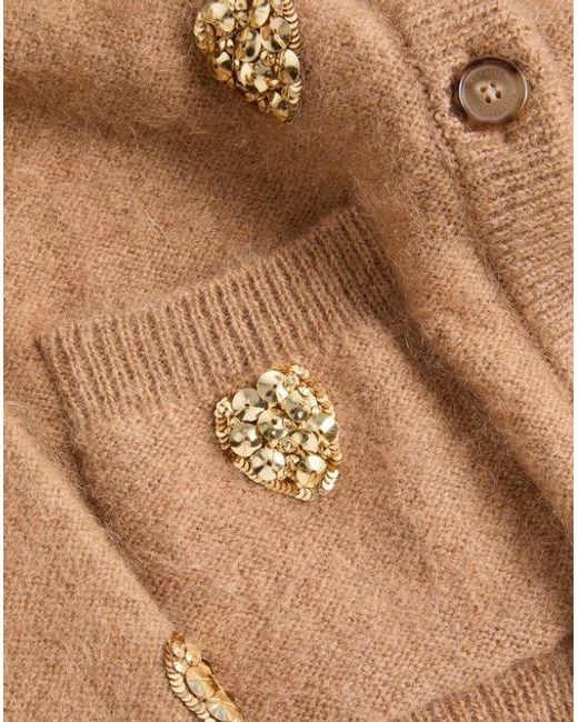 Valentino Brown Embroidered Knitted Cardigan