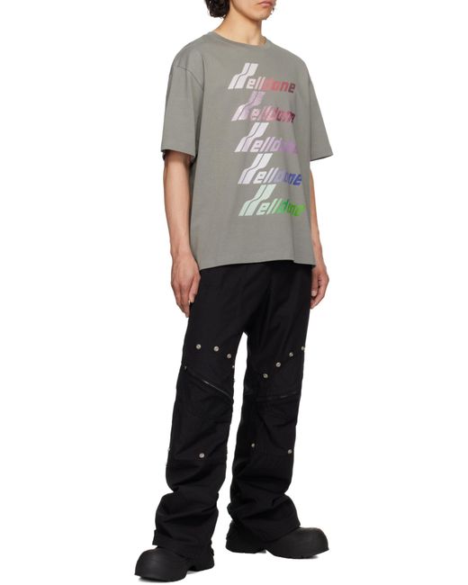 we11done Gray Multi Logo Print T-Shirt for men