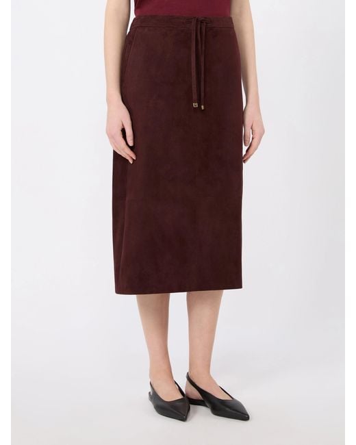 Max Mara Brown Drawstring Midi Skirt