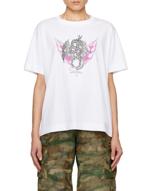 Givenchy White Logo Printed Crewneck T-Shirt for men