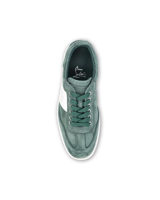 Christian Louboutin Green Round Toe Lace-Up Sneakers for men