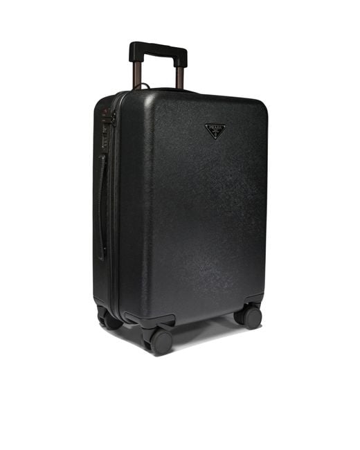 Prada Black Triangle-Logo Zipped Suitcase for men