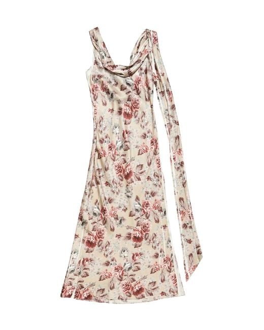 Acne White Draped Print Dress