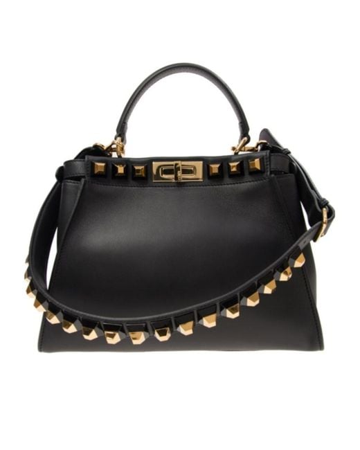 Fendi Black Logo Twist Lock Shoulder Bag