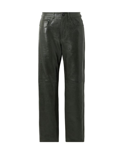 Blazé Milano Gray Emera Snake-Effect Leather Straight-Leg Pants