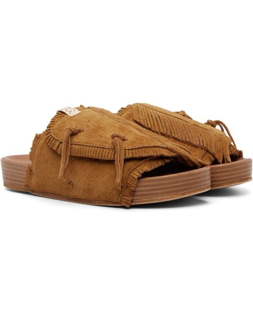 Visvim Brown Christo Shaman Folk Fringe Mules for men