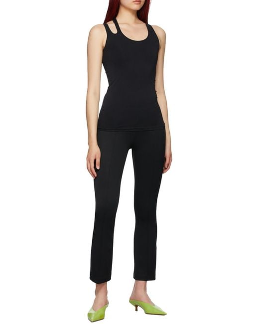 Helmut Lang Black Cropped Flared Ribbed Leggings