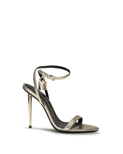 Tom Ford Metallic Laminated Padlock Pointy Sandals