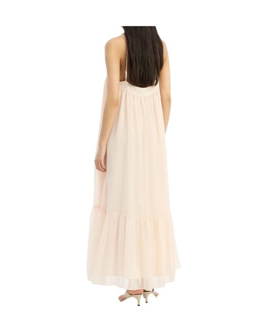 ROTATE BIRGER CHRISTENSEN White Chiffon A-Line Midi Dress