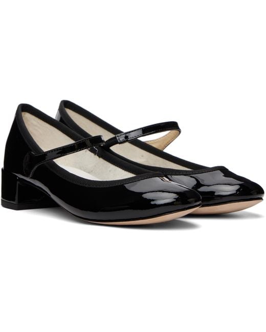 Repetto Black Rose Mary Jane Low Heels