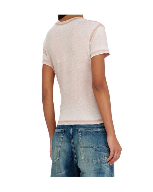 DIESEL Pink Rhinestone-Embellished Burnout-Effect T-Shirt