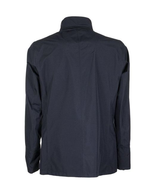 Herno Blue High-Neck Buttoned Jacket for men