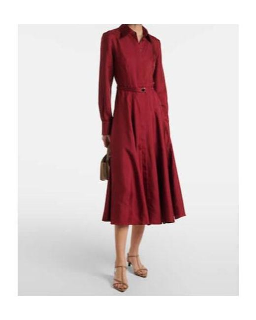 Emilia Wickstead Red Riko Belted Silk Twill Shirt Dress