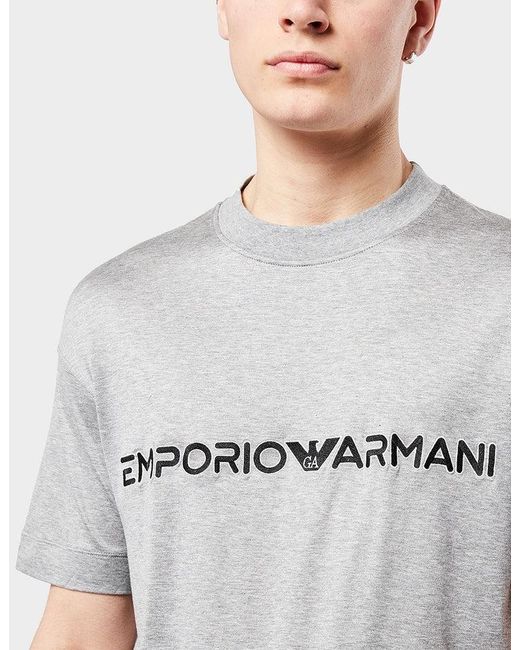 Emporio Armani Gray Logo-Print Crew-Neck T-Shirt for men