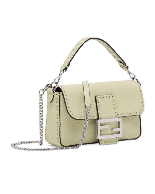 Fendi Metallic Sage Selleria Bag With 309 Hand-Sewn Topstitches