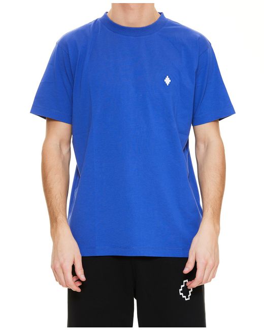 Marcelo Burlon Blue County Of Milan Motif Printed Crewneck T-Shirt for men