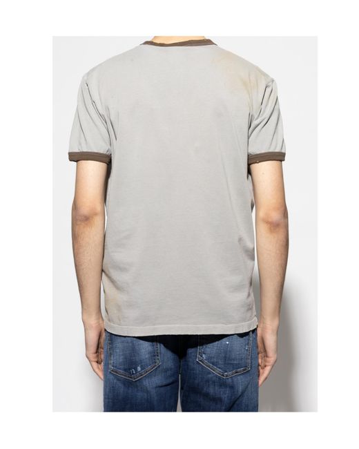 DSquared² Gray Graphic Printed Crewneck T-Shirt for men
