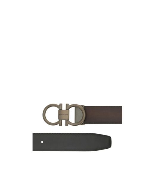 Ferragamo White Reversible And Adjustable Gancini Belt for men