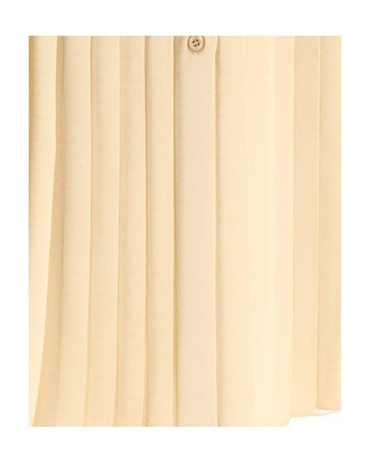 Prada Natural Logo-Jacquard Pleated Skirt