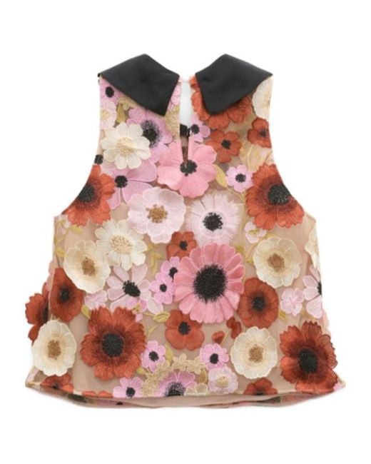 Dorothee Schumacher Red A-Line Top With 3D Embroidery