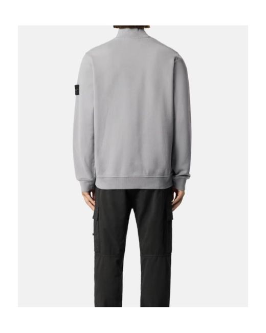 Stone Island Gray Regular-Fit Half-Zip Sweatshirt With Ribbed Inserts for men