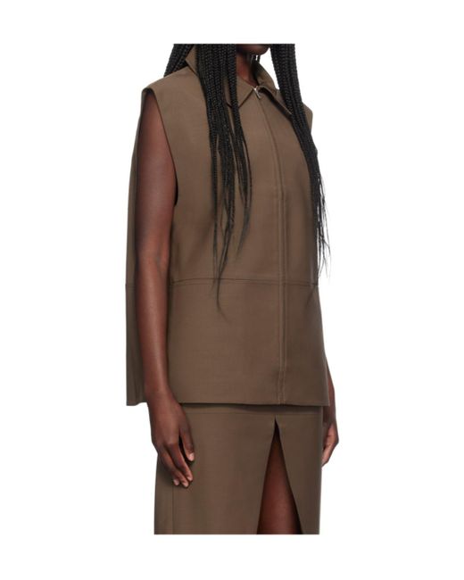 AYA MUSE Brown Elastical Plain Weave Jacket