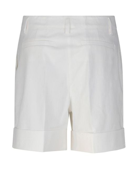 P.A.R.O.S.H. White Turn-Up Hem Cotton Shorts