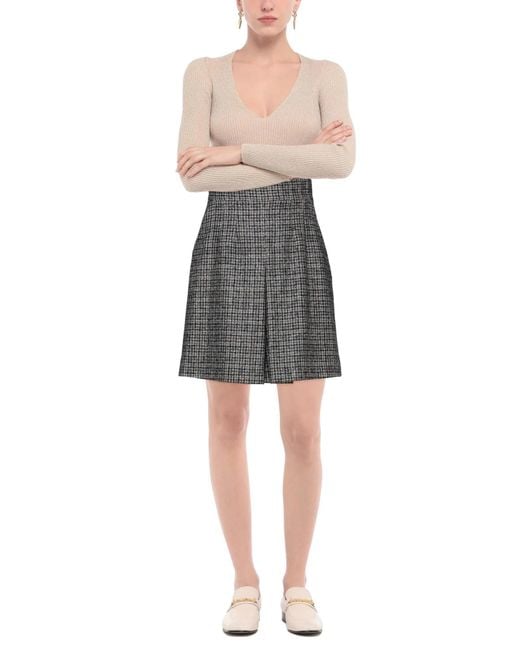 Dolce & Gabbana Gray Pleated Striped Skirt