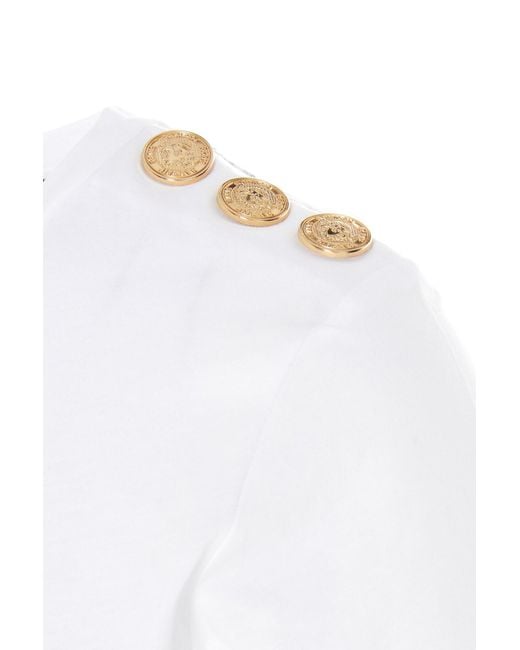 Balmain White Tshirt Con Logo