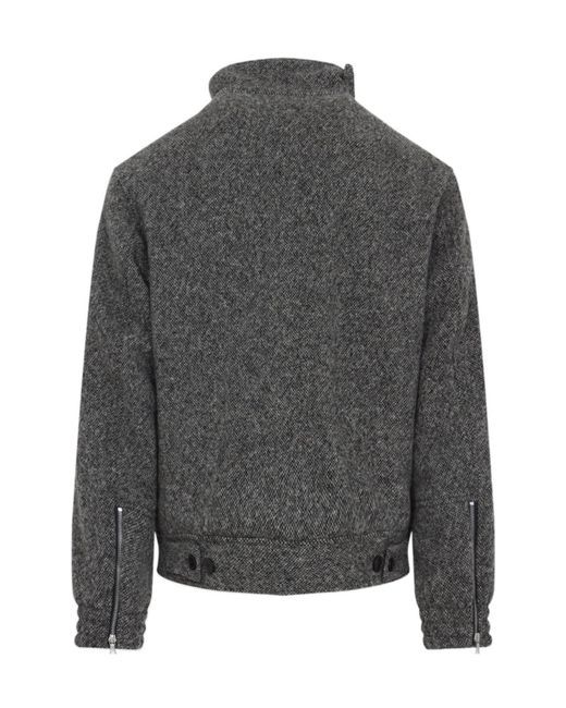 Dries Van Noten Stand Collar Jacket in Gray for Men | Lyst