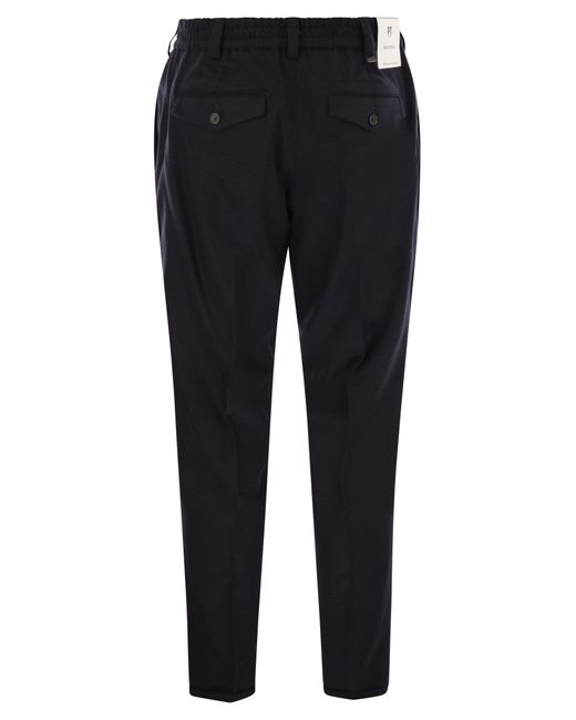 Pt Pantaloni Blue Pt Torino Elastic Waistband Trousers for men