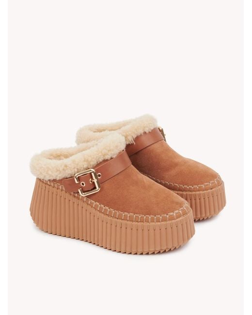 Chloé Brown Chloé Nama Wedge Mules
