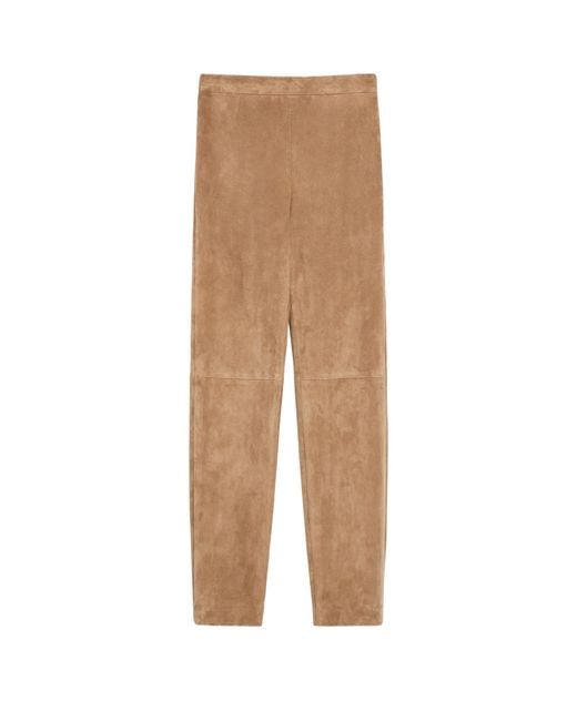 Max Mara Natural Skinny Suede Trousers